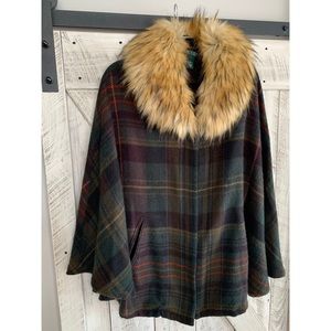 Ralph Lauren cape coat with fur collar